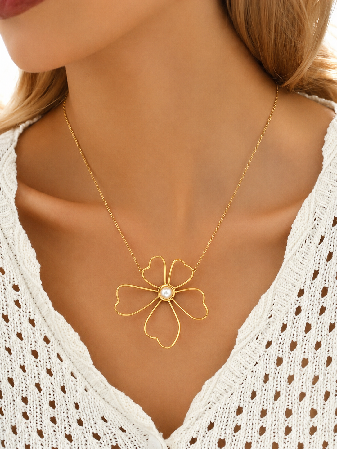 Bloom 18K Gold-Plated Pendant – Delicate Glow