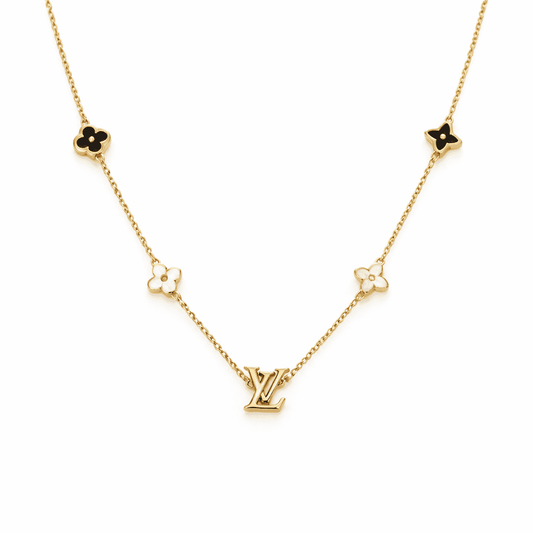 Flora Monogram Charm Necklace