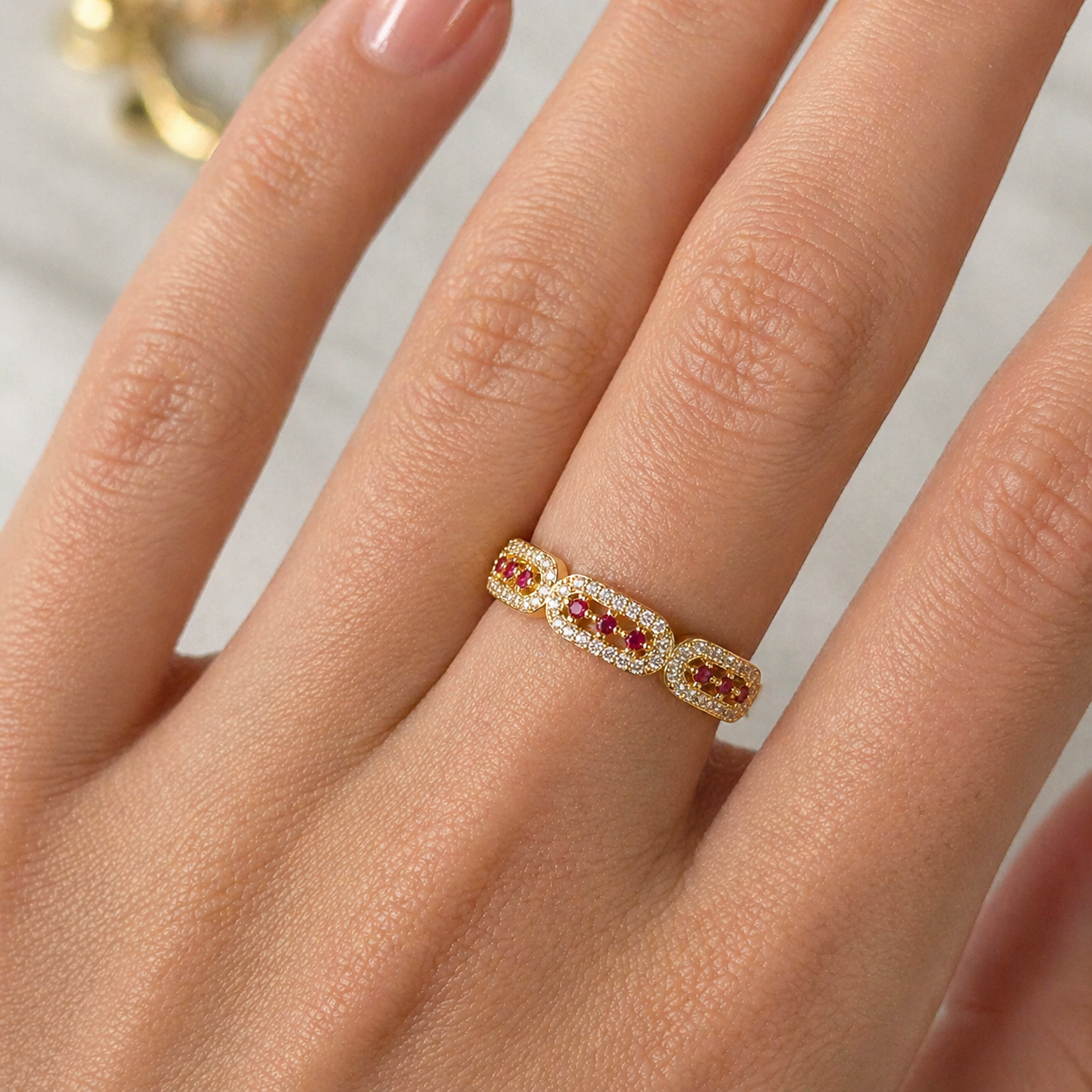 Ruby Halo Twist Ring