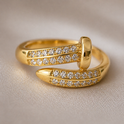 Golden Twist Pavé Ring