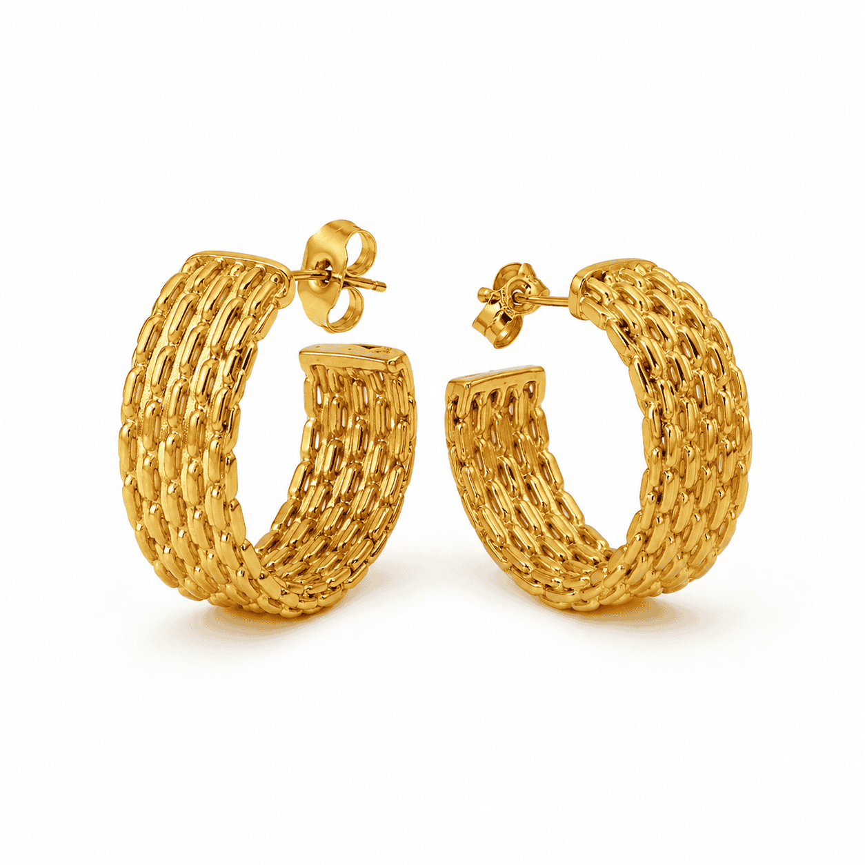 Tressé Hoops – 18K Gold-Plated Elegance