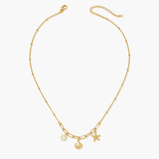 Golden Seashell Charm Necklace