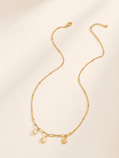 Golden Seashell Charm Necklace