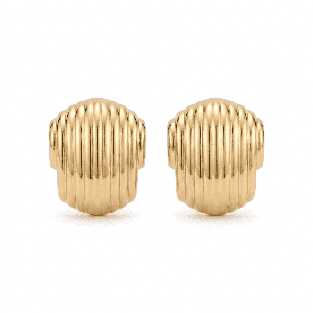 Golden Ripple Stud Earrings