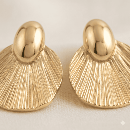 Golden Shell Fan Earrings