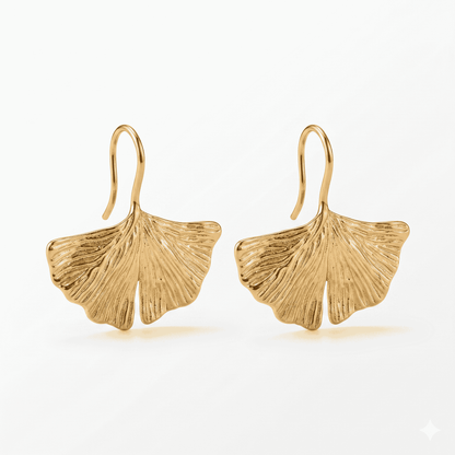 Golden Ginkgo Drop Earrings