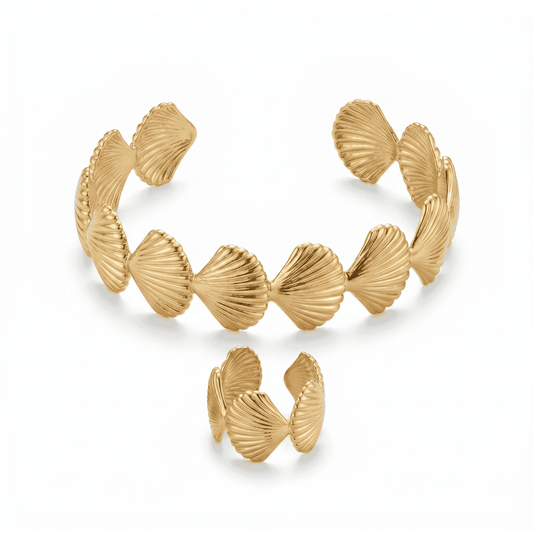 Golden Seashell Statement Set