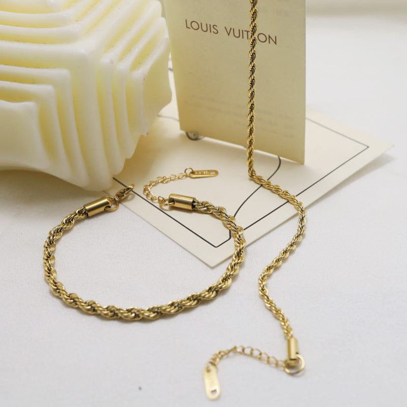 Twist Rope 18K Gold-Plated Set – Classic Texture