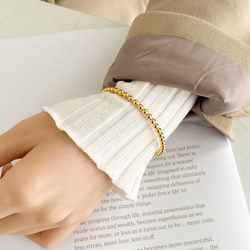 Bold Beaded 18K Gold-Plated Bracelet – Modern Luxe