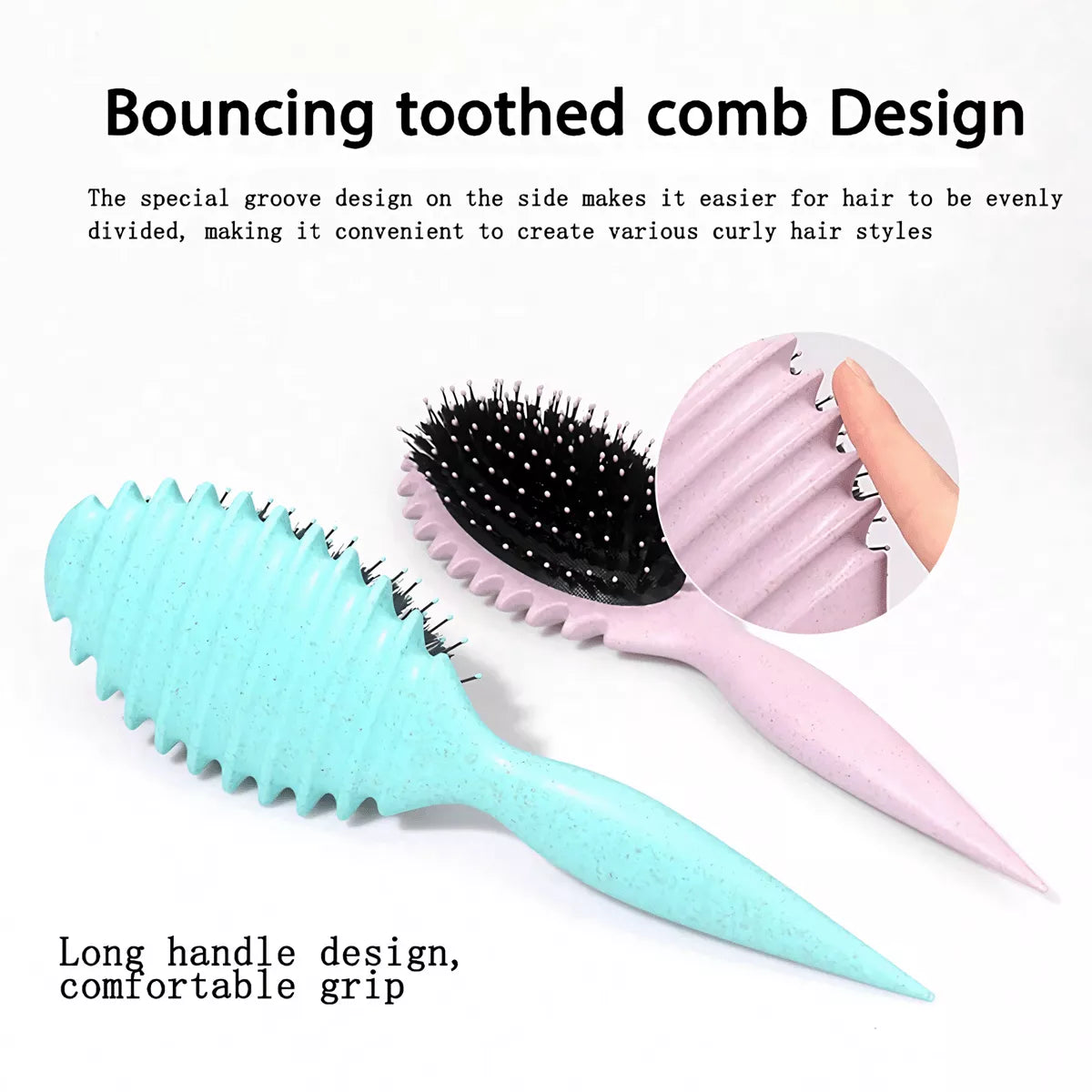 Hair System Curly Hair Brush with Three-Pointed Fork Design Tail.