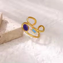Ovi 18K Gold Plated Enamel Ring