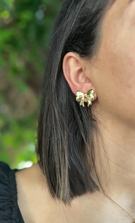 Bow 18K Gold-Plated Stud Earrings – Graceful Tie